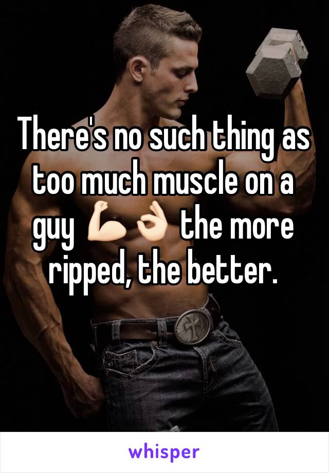 There's no such thing as too much muscle on a guy 💪🏻👌🏻 the more ripped, the better. 