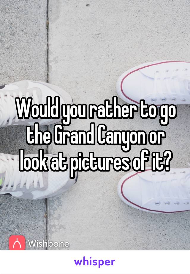 Would you rather to go the Grand Canyon or look at pictures of it?