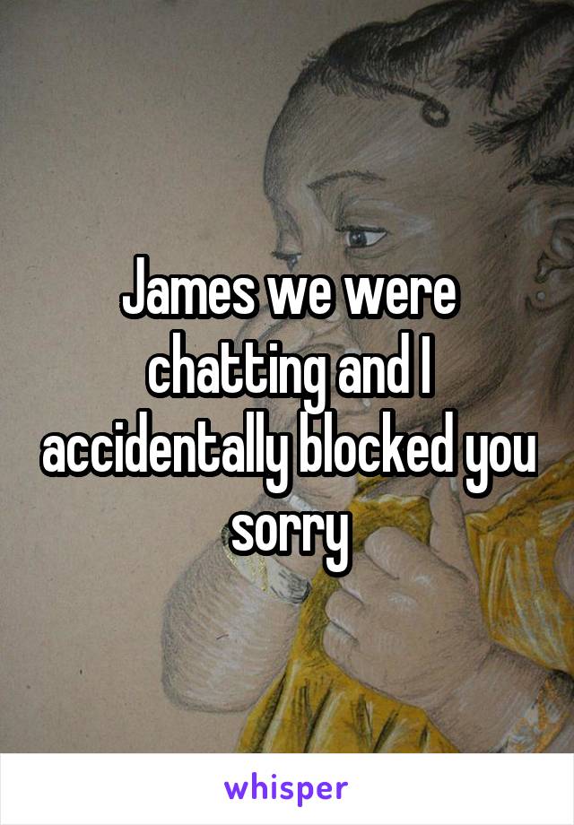 James we were chatting and I accidentally blocked you sorry