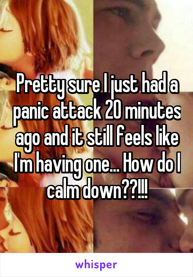 Pretty sure I just had a panic attack 20 minutes ago and it still feels like I'm having one... How do I calm down??!!!
