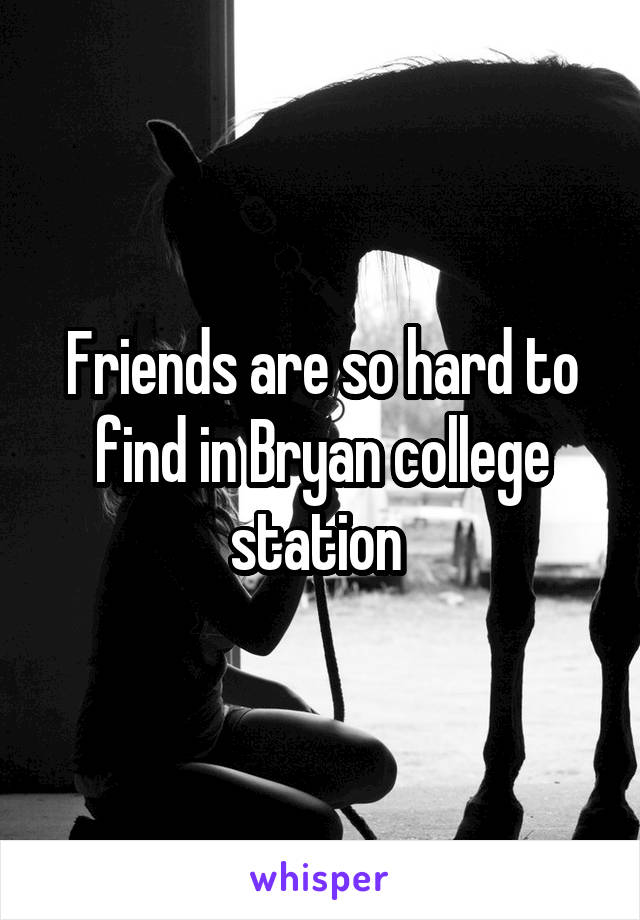 Friends are so hard to find in Bryan college station 
