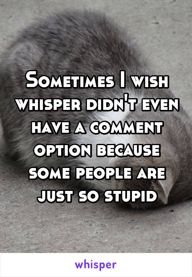 Sometimes I wish whisper didn't even have a comment option because some people are just so stupid
