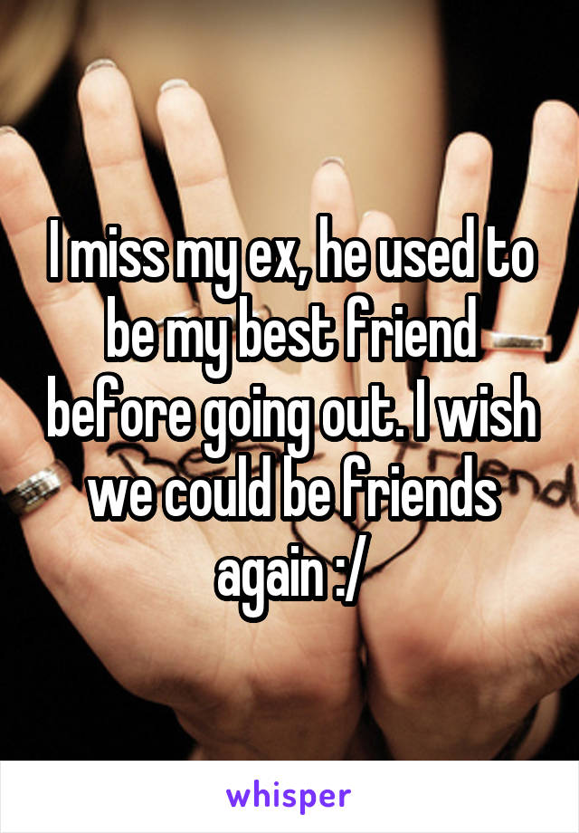 I miss my ex, he used to be my best friend before going out. I wish we could be friends again :/