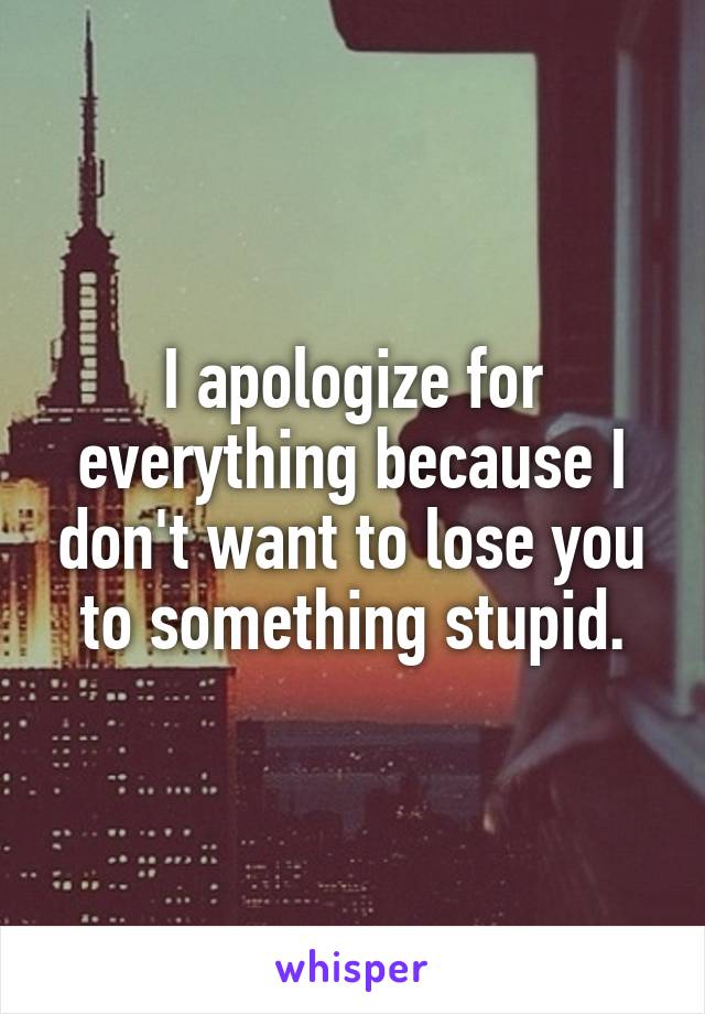 I apologize for everything because I don't want to lose you to something stupid.
