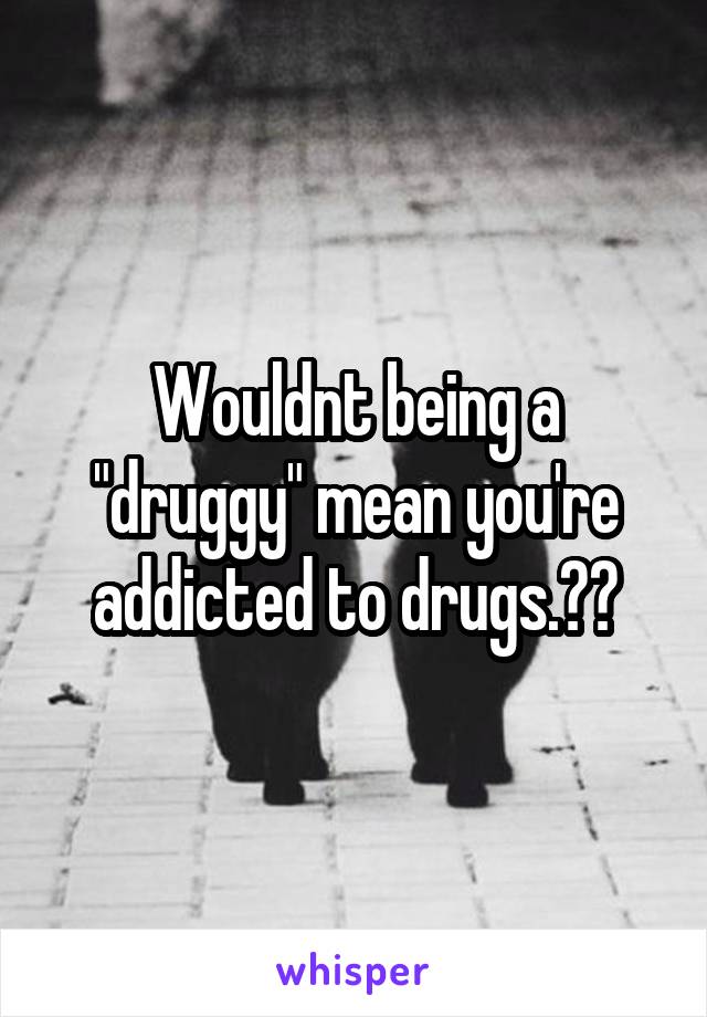 Wouldnt being a "druggy" mean you're addicted to drugs.??