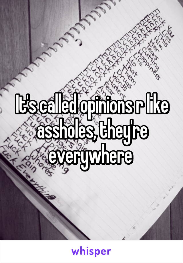 It's called opinions r like assholes, they're everywhere 