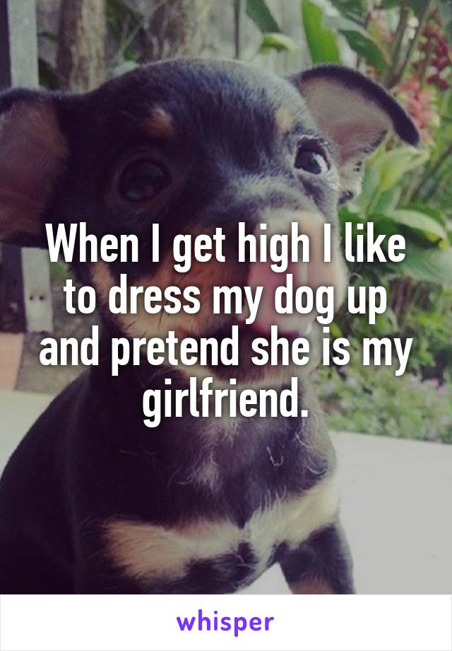 When I get high I like to dress my dog up and pretend she is my girlfriend.