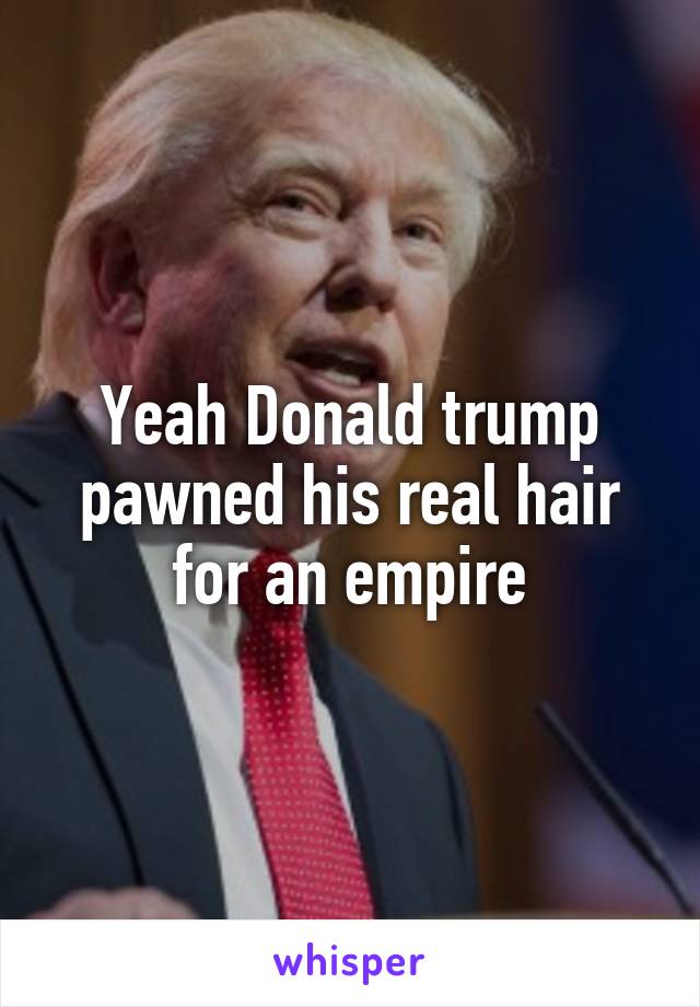 Yeah Donald trump pawned his real hair for an empire