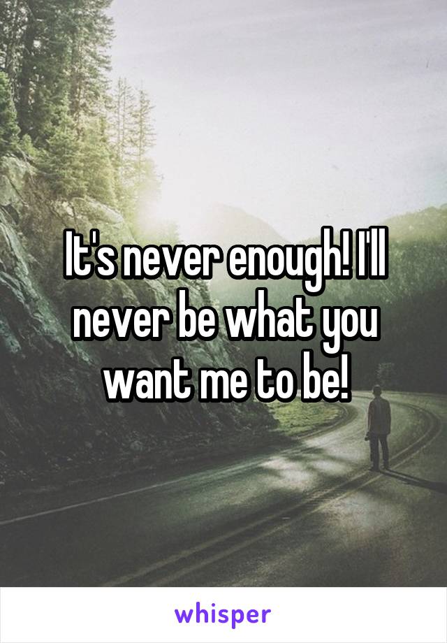 It's never enough! I'll never be what you want me to be!