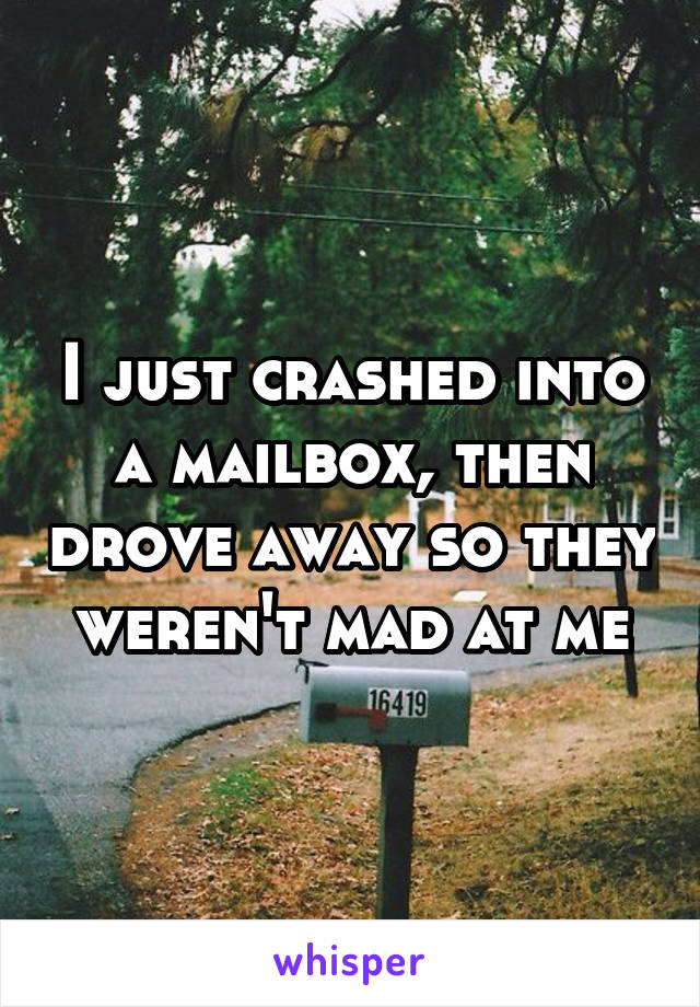 I just crashed into a mailbox, then drove away so they weren't mad at me