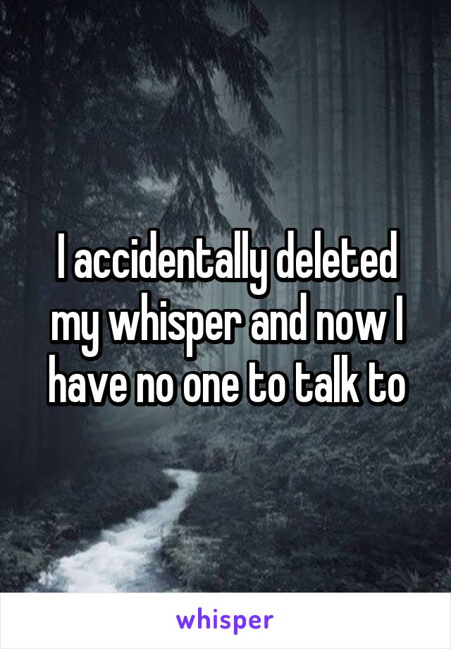 I accidentally deleted my whisper and now I have no one to talk to