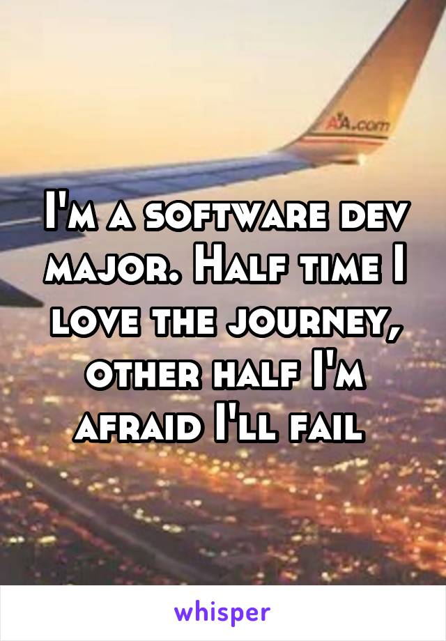 I'm a software dev major. Half time I love the journey, other half I'm afraid I'll fail 