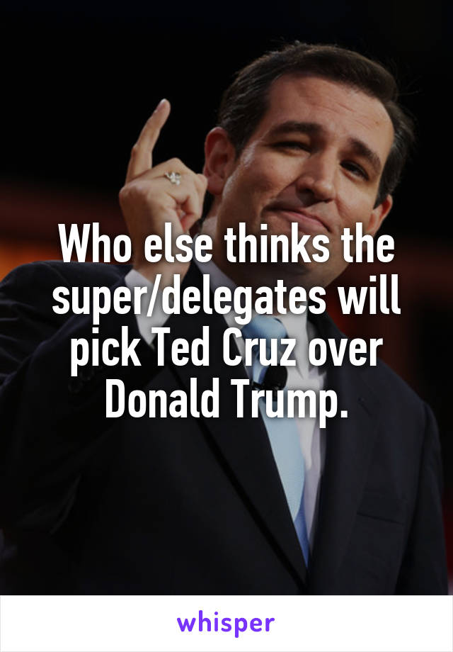 Who else thinks the super/delegates will pick Ted Cruz over Donald Trump.