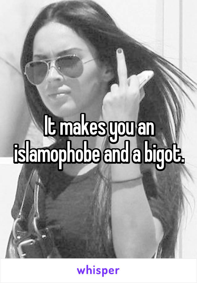 It makes you an islamophobe and a bigot.