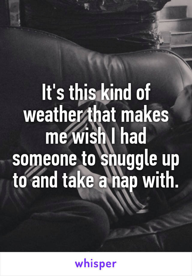 It's this kind of weather that makes me wish I had someone to snuggle up to and take a nap with.