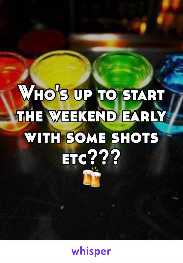 Who's up to start the weekend early with some shots etc???
🍻