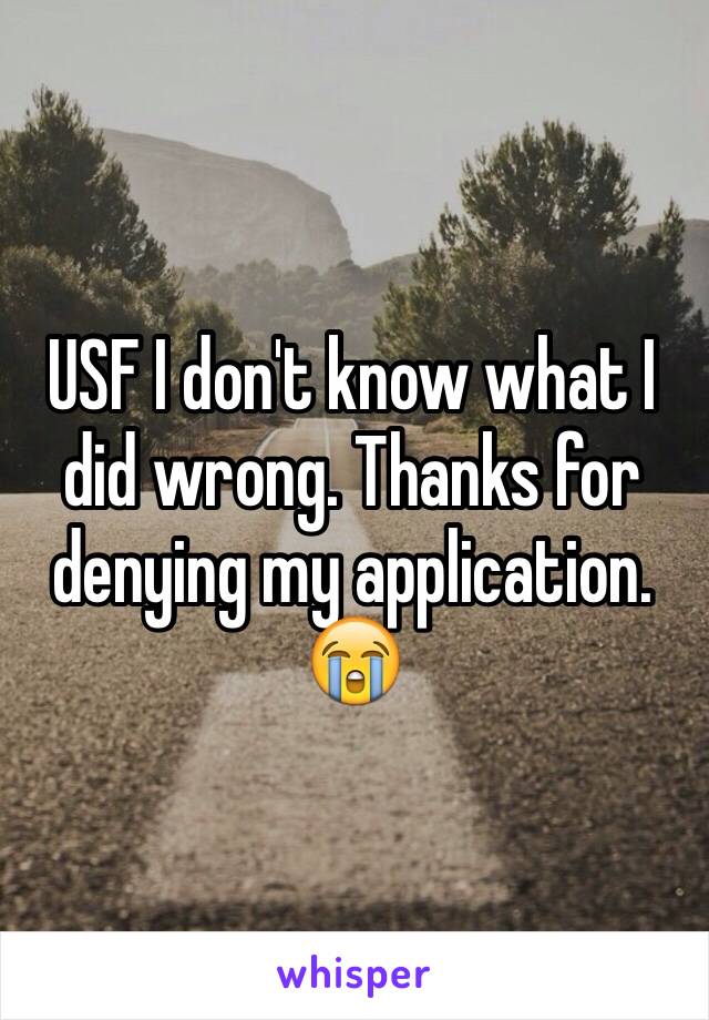 USF I don't know what I did wrong. Thanks for denying my application. 
😭