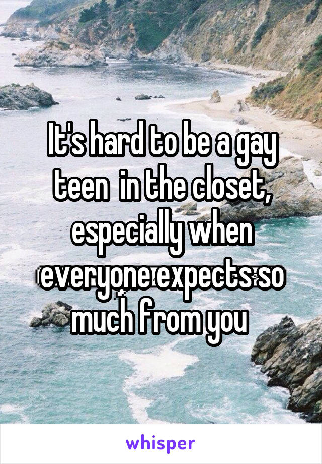 It's hard to be a gay teen  in the closet, especially when everyone expects so much from you 