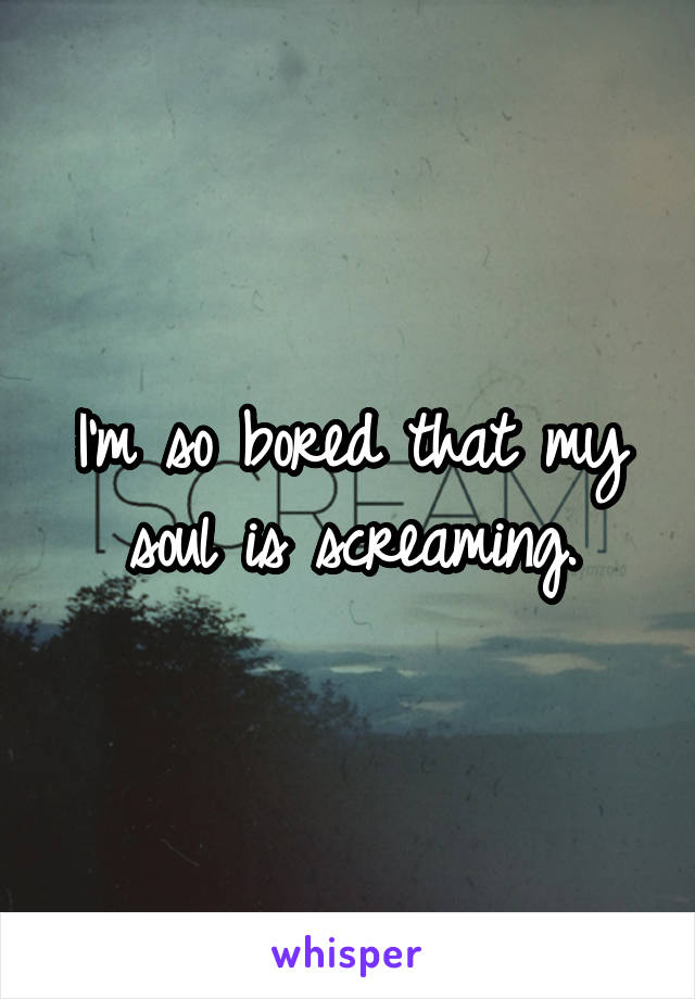 I'm so bored that my soul is screaming.