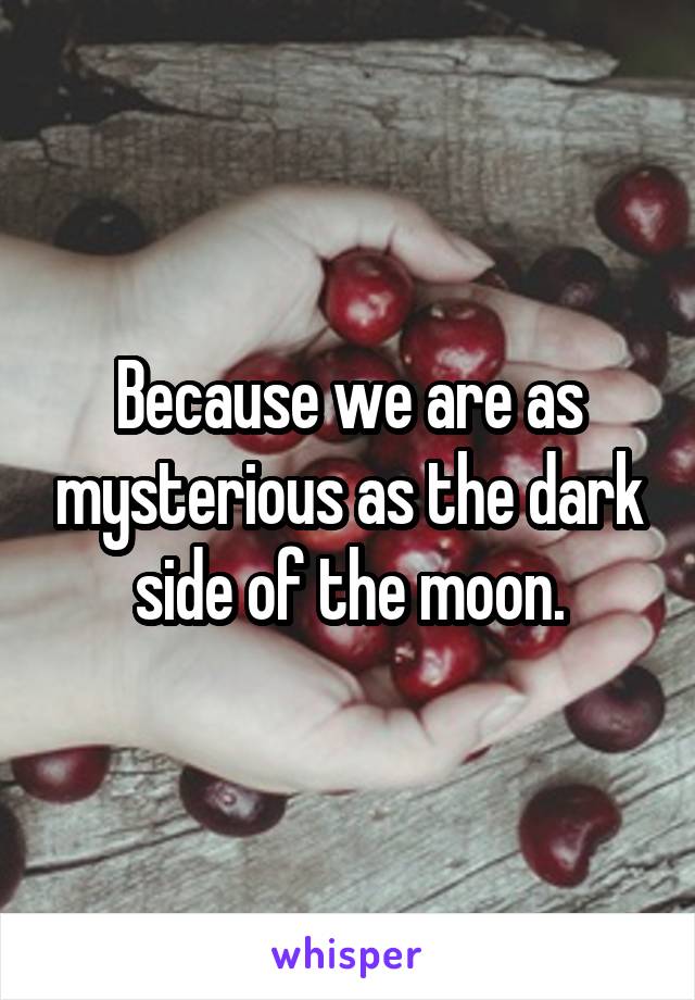 Because we are as mysterious as the dark side of the moon.