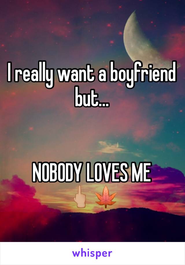 I really want a boyfriend but...


NOBODY LOVES ME 
🖕🏼🍁