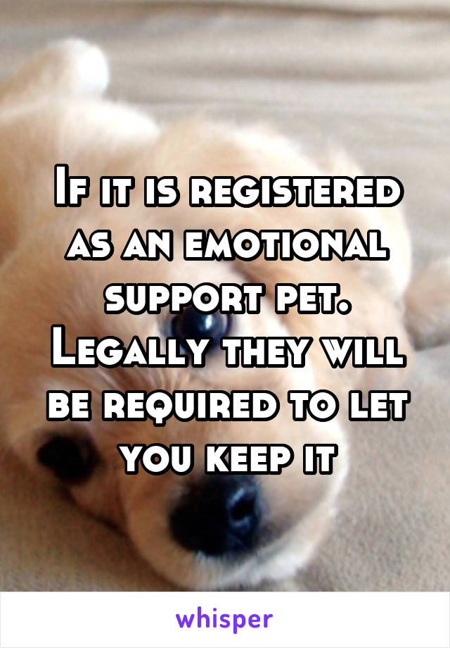 If it is registered as an emotional support pet. Legally they will be required to let you keep it