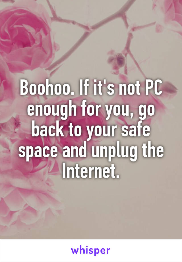 Boohoo. If it's not PC enough for you, go back to your safe space and unplug the Internet.