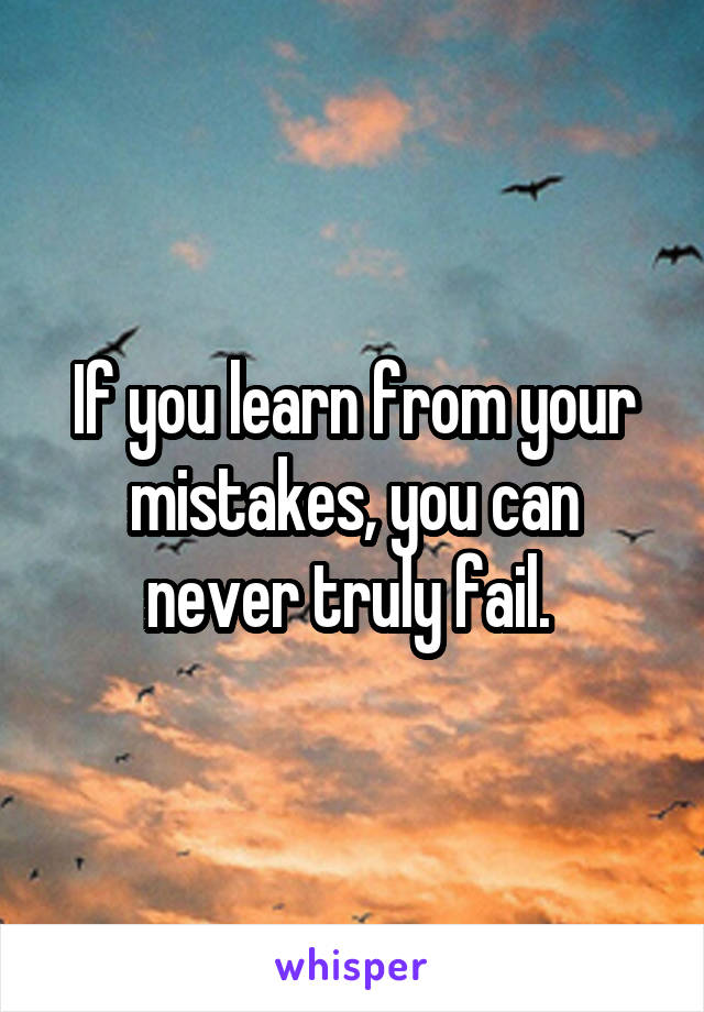 If you learn from your mistakes, you can never truly fail. 