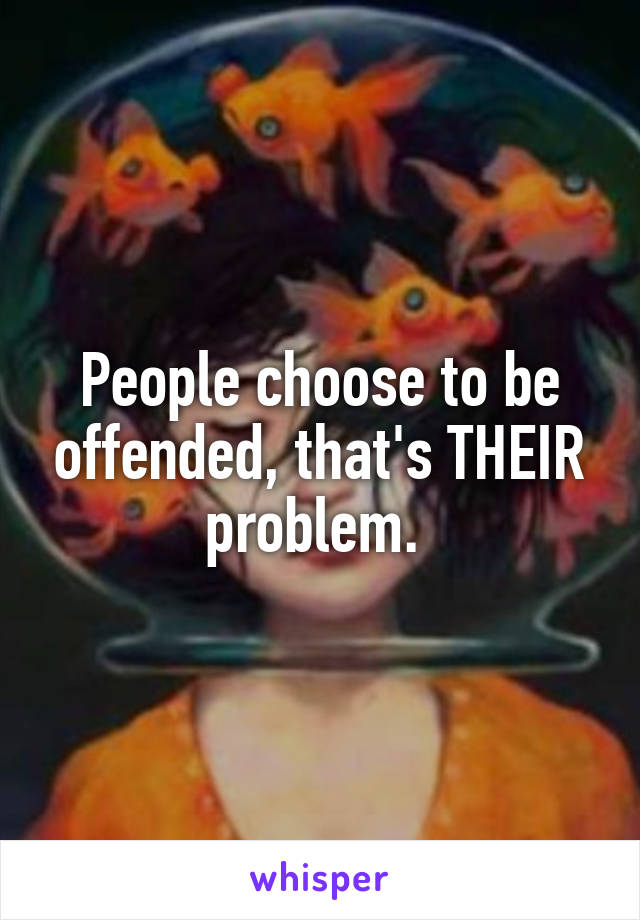 People choose to be offended, that's THEIR problem. 