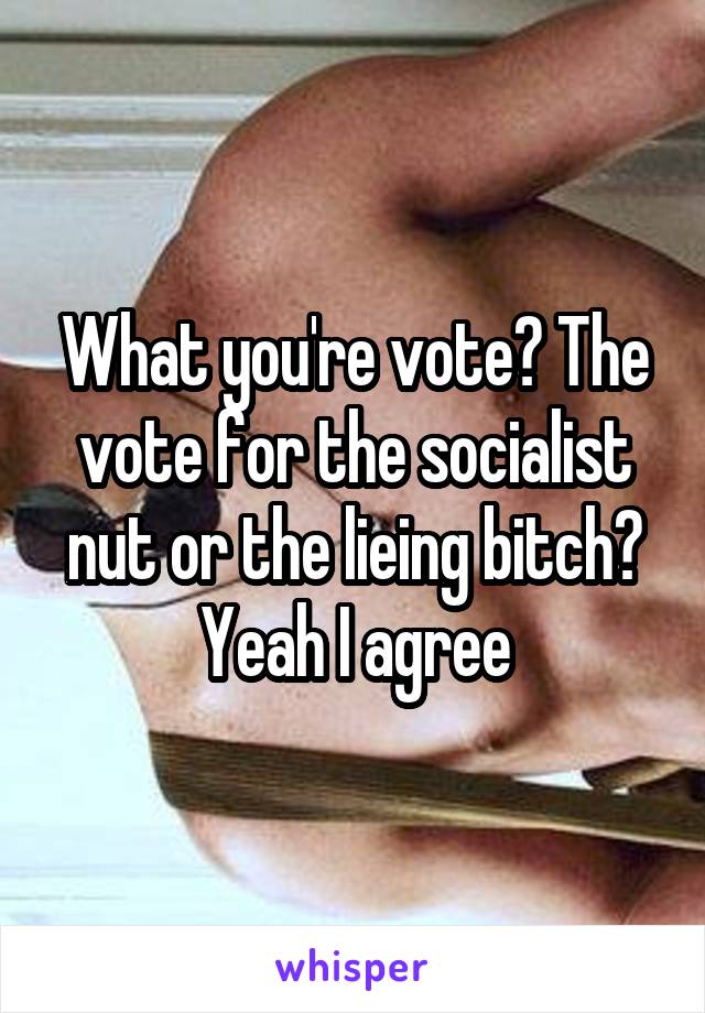 What you're vote? The vote for the socialist nut or the lieing bitch? Yeah I agree