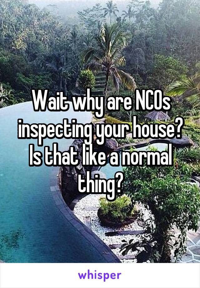 Wait why are NCOs inspecting your house? Is that like a normal thing?