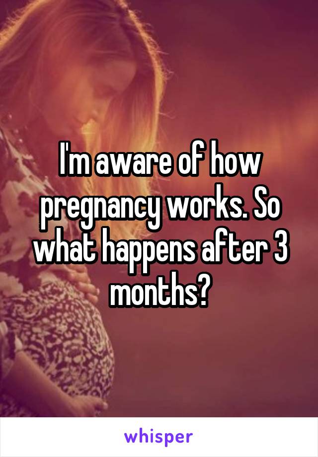 I'm aware of how pregnancy works. So what happens after 3 months?