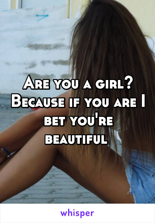 Are you a girl? Because if you are I bet you're beautiful 