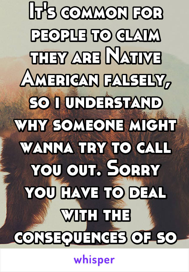 It's common for people to claim they are Native American falsely, so i understand why someone might wanna try to call you out. Sorry you have to deal with the consequences of so many liars