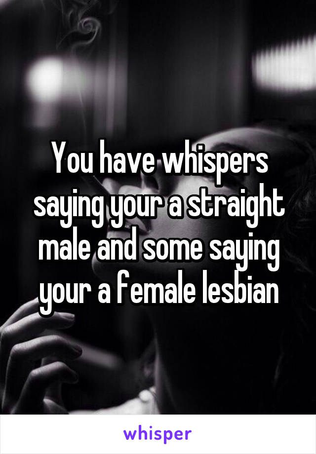 You have whispers saying your a straight male and some saying your a female lesbian