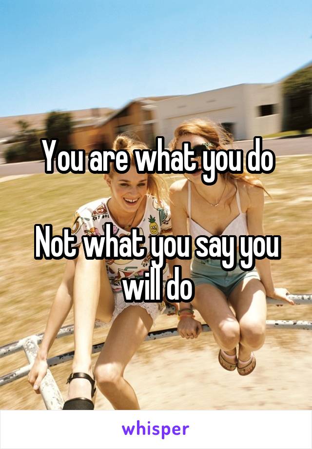 You are what you do

Not what you say you will do