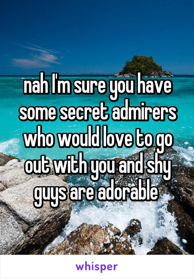 nah I'm sure you have some secret admirers who would love to go out with you and shy guys are adorable 