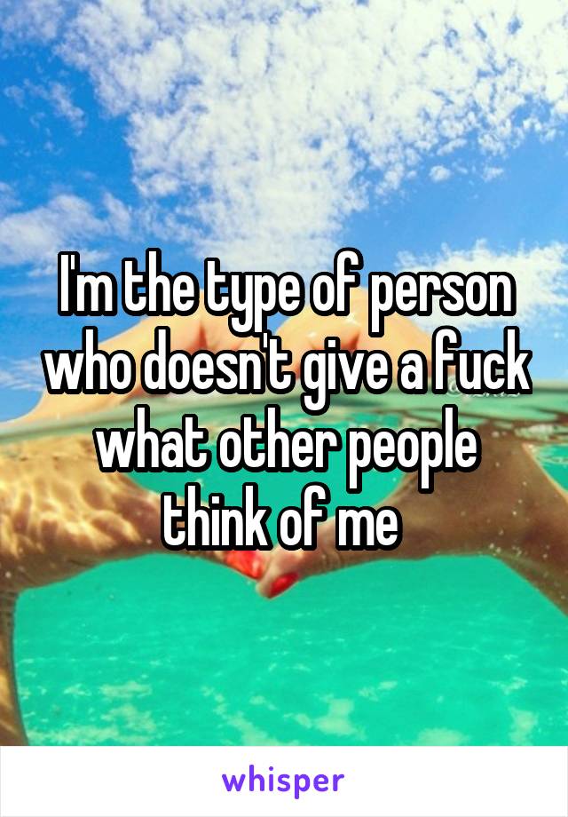 I'm the type of person who doesn't give a fuck what other people think of me 