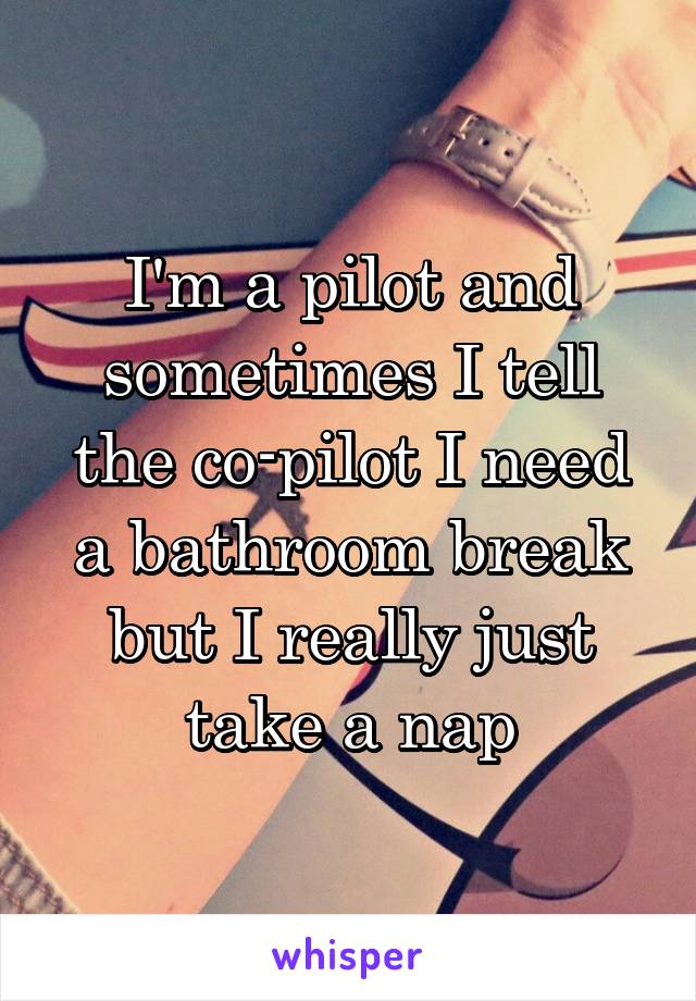 I'm a pilot and sometimes I tell the co-pilot I need a bathroom break but I really just take a nap