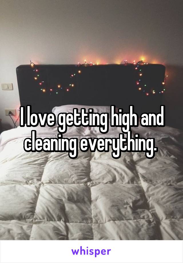 I love getting high and cleaning everything. 