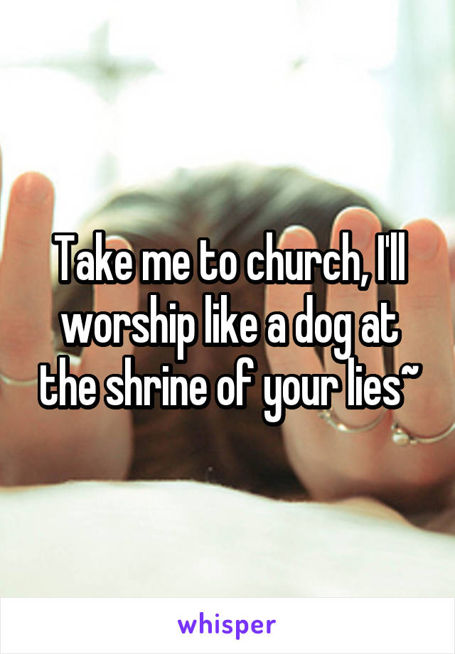 Take me to church, I'll worship like a dog at the shrine of your lies~