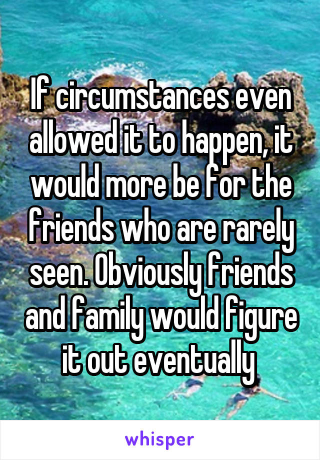 If circumstances even allowed it to happen, it would more be for the friends who are rarely seen. Obviously friends and family would figure it out eventually 