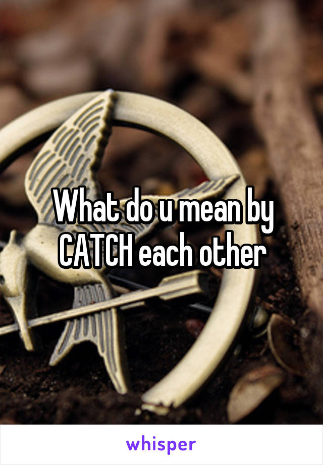 What do u mean by CATCH each other