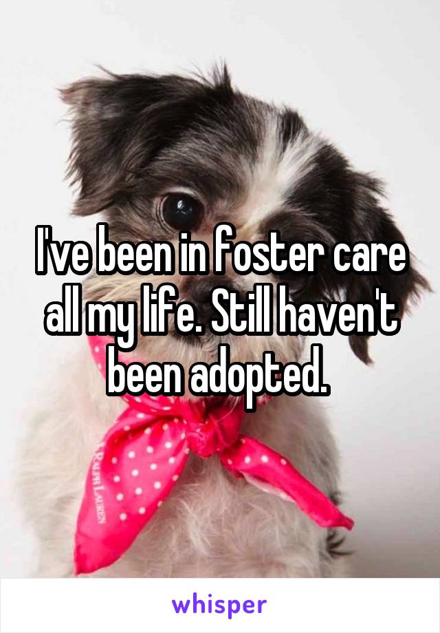 I've been in foster care all my life. Still haven't been adopted. 