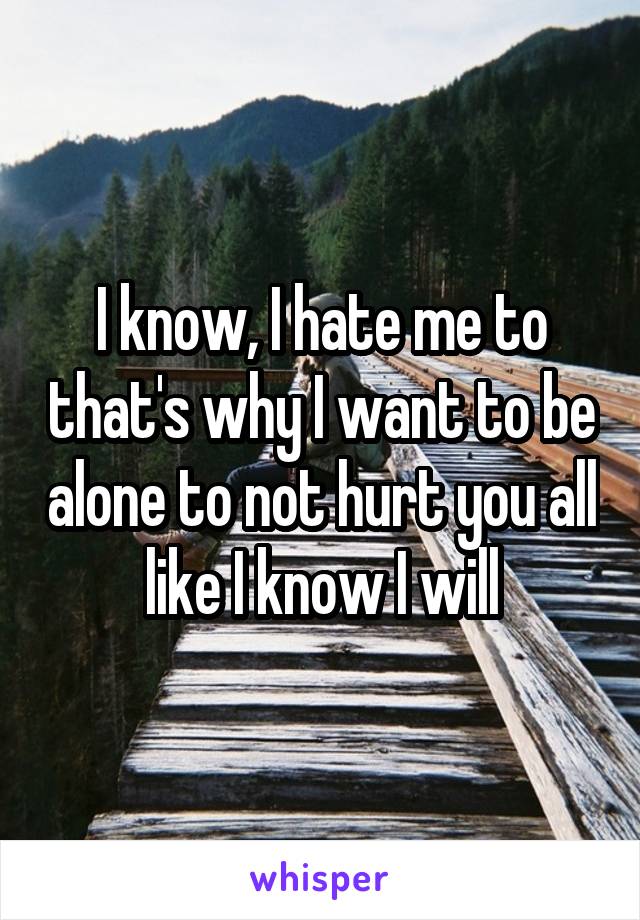 I know, I hate me to that's why I want to be alone to not hurt you all like I know I will