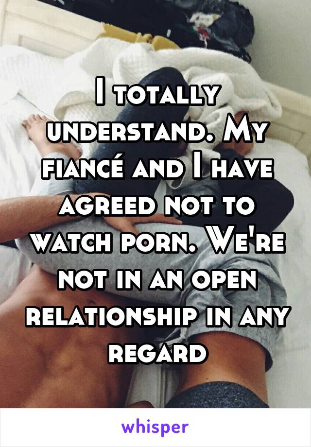 I totally understand. My fiancé and I have agreed not to watch porn. We're not in an open relationship in any regard