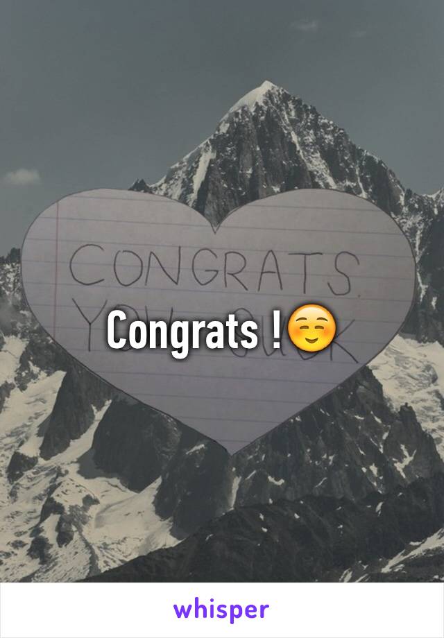 Congrats !☺️