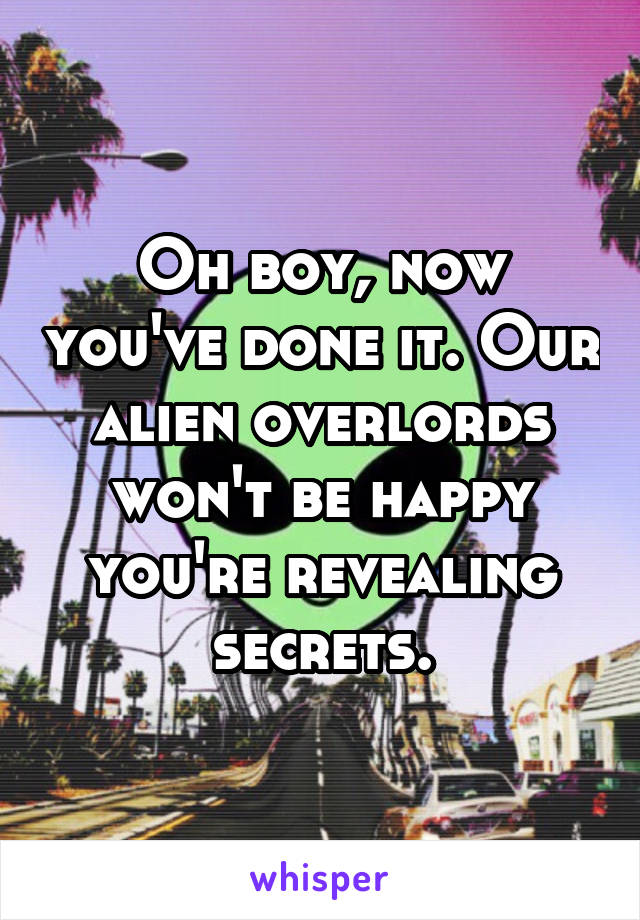 Oh boy, now you've done it. Our alien overlords won't be happy you're revealing secrets.