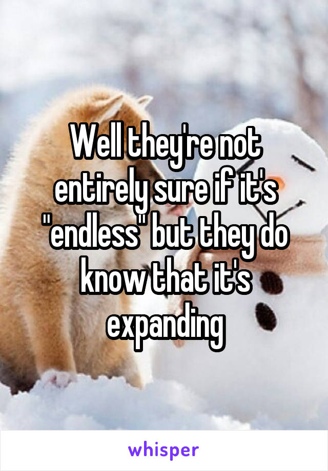 Well they're not entirely sure if it's "endless" but they do know that it's expanding