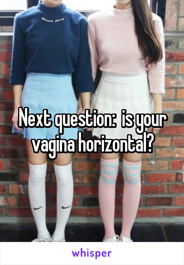 Next question:  is your vagina horizontal?
